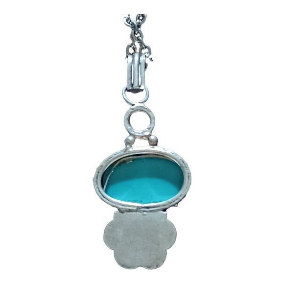 Womens/Teen Necklace Silver Tone with Faux Turquoise & Moonstone 16" - Picture 2 of 6